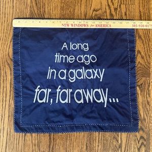 Pottery Barn Kids Star Wars navy pillow.  Galaxy Far Far Away.